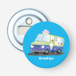 Cute happy ice cream truck cartoon bottle opener
