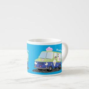 Cute happy ice cream truck cartoon espresso cup