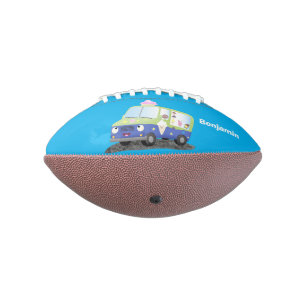 Cute happy ice cream truck cartoon football