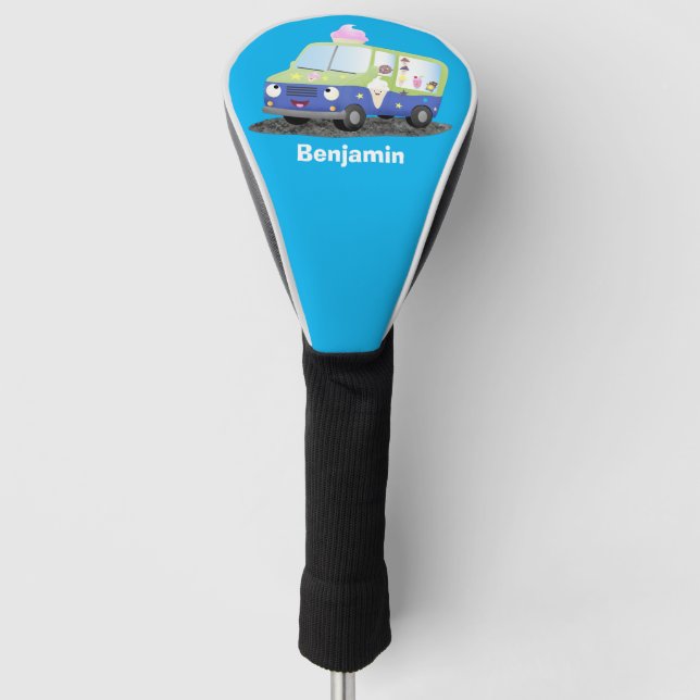 Cute happy ice cream truck cartoon golf head cover (Front)