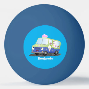 Cute happy ice cream truck cartoon  ping pong ball