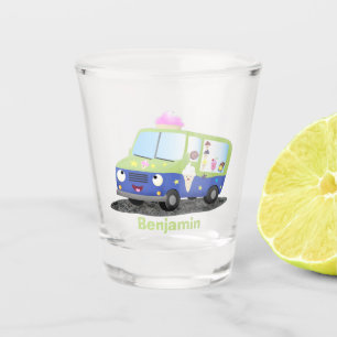 Cute happy ice cream truck cartoon  shot glass