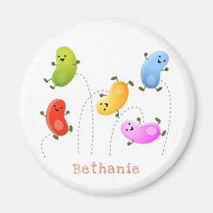 Cute happy jellybeans jumping cartoon illustration magnet