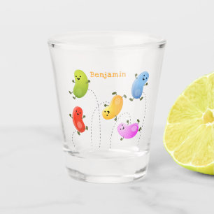Cute happy jellybeans jumping cartoon illustration shot glass