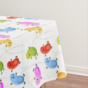 Cute happy jellybeans jumping cartoon illustration tablecloth