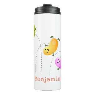 Cute happy jellybeans jumping cartoon illustration thermal tumbler