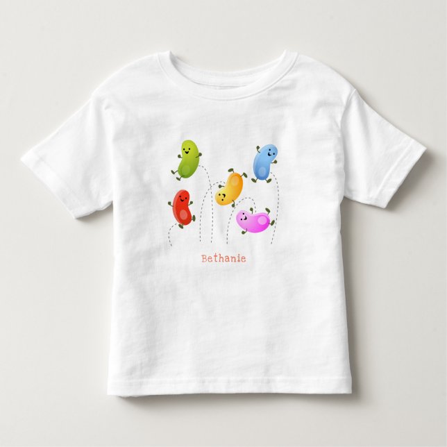 Cute happy jellybeans jumping cartoon illustration toddler T-Shirt (Front)