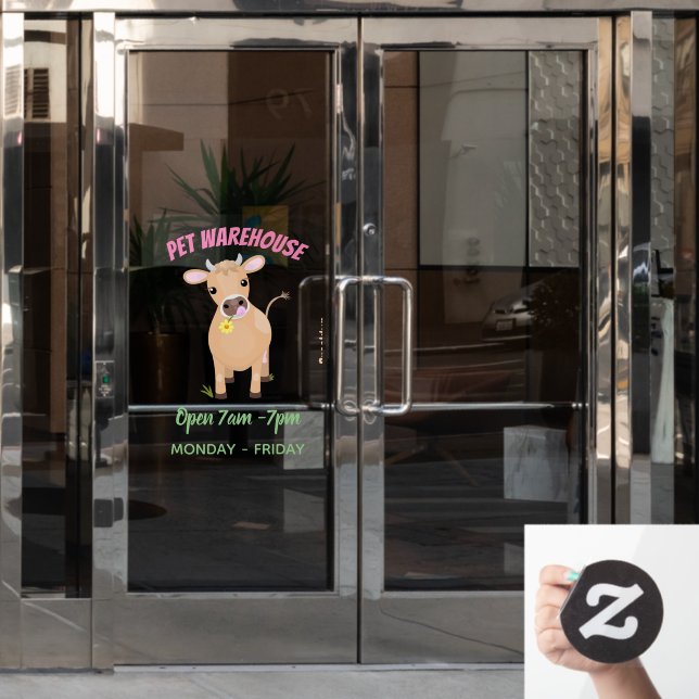 Cute happy jersey cow and flower cartoon (Office Door)