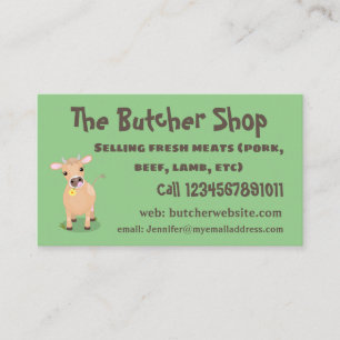 Cute happy jersey cow and flower cartoon business card