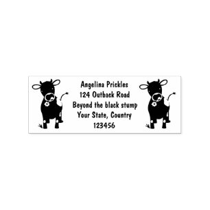 Cute happy jersey cow and flower cartoon rubber stamp