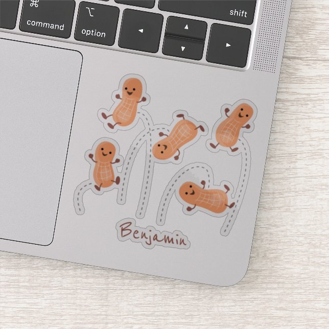 Cute happy jumping peanuts cartoon illustration (Detail)