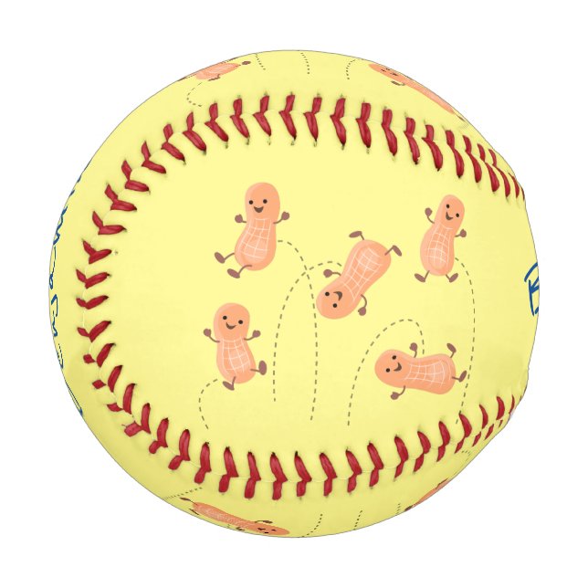 Cute happy jumping peanuts cartoon illustration baseball (Front Left)