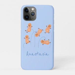 Cute happy jumping peanuts cartoon illustration iPhone 11 pro case