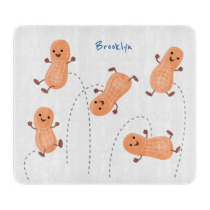 Cute happy jumping peanuts cartoon illustration cutting board