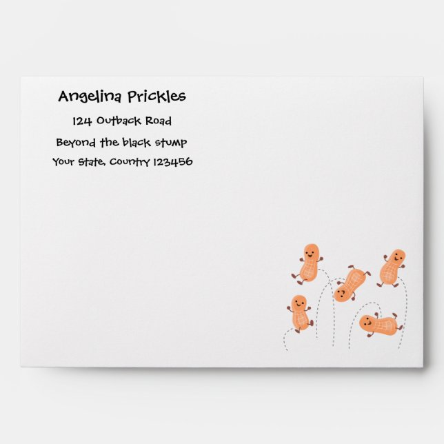 Cute happy jumping peanuts cartoon illustration envelope (Front)