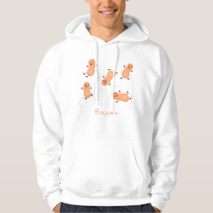 Cute happy jumping peanuts cartoon illustration hoodie