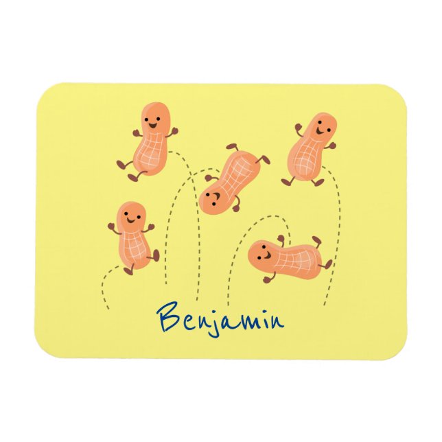 Cute happy jumping peanuts cartoon illustration magnet (Horizontal)