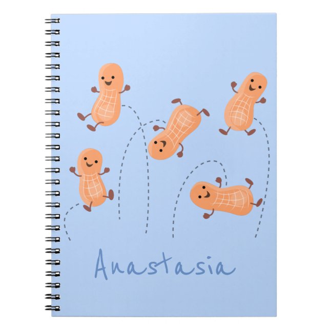 Cute happy jumping peanuts cartoon illustration notebook (Front)