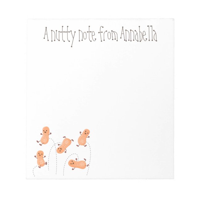 Cute happy jumping peanuts cartoon illustration notepad (Front)