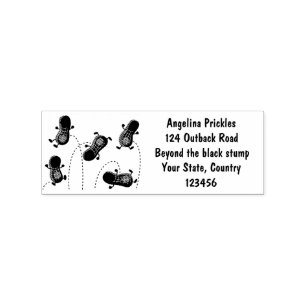 Cute happy jumping peanuts cartoon illustration rubber stamp