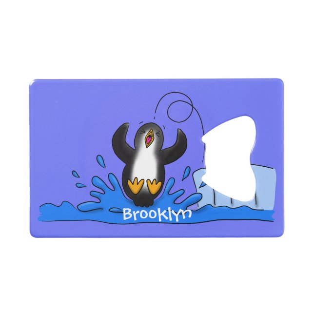 Cute happy jumping penguin cartoon illustration (Front (Horizontal))