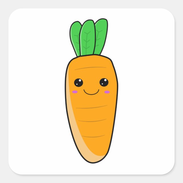 Cute Happy Kawaii Carrot Square Sticker (Front)
