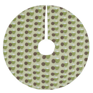 Cute happy kawaii coconuts cartoon illustration brushed polyester tree skirt