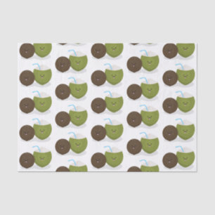Cute happy kawaii coconuts cartoon illustration tissue paper