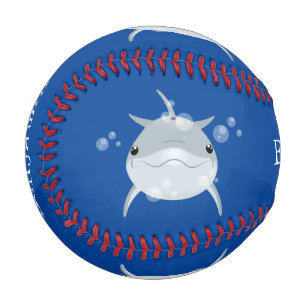 Cute happy kawaii dolphin cartoon baseball