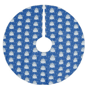 Cute happy kawaii dolphin cartoon brushed polyester tree skirt