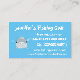Cute happy kawaii dolphin cartoon business card