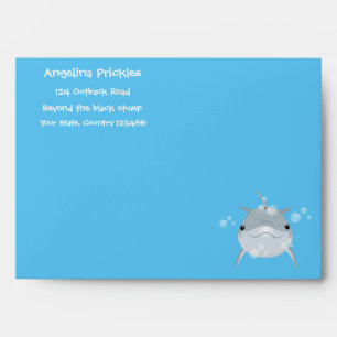 Cute happy kawaii dolphin cartoon envelope