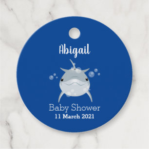 Cute happy kawaii dolphin cartoon favour tags