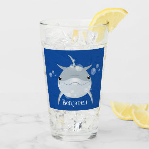 Cute happy kawaii dolphin cartoon glass
