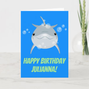 Cute happy kawaii dolphin cartoon illustration card