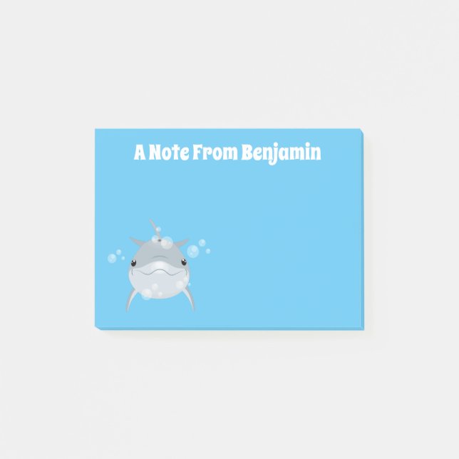 Cute happy kawaii dolphin cartoon illustration post-it notes (Front)