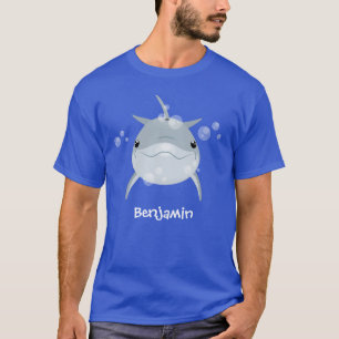 Cute happy kawaii dolphin cartoon illustration T-Shirt
