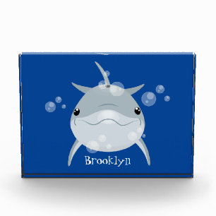 Cute happy kawaii dolphin cartoon photo block