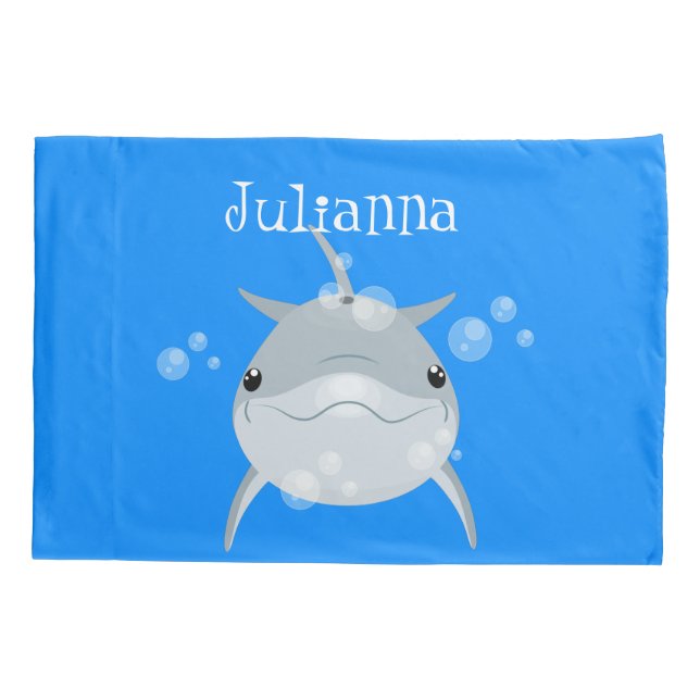 Cute happy kawaii dolphin cartoon pillowcase (Back)
