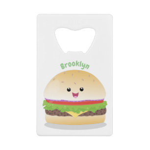Cute happy kawaii hamburger cartoon