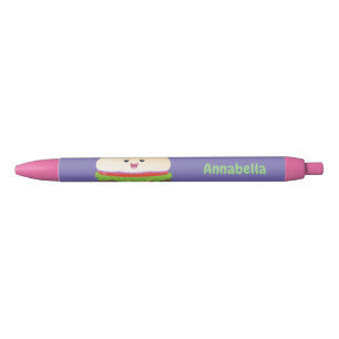 Cute happy kawaii hamburger cartoon black ink pen