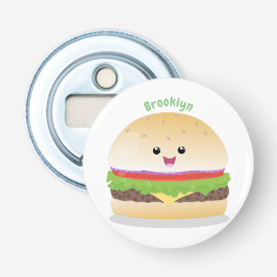 Cute happy kawaii hamburger cartoon bottle opener