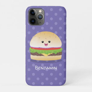 Cute happy kawaii hamburger cartoon iPhone 11 pro case