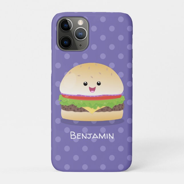 Cute happy kawaii hamburger cartoon Case-Mate iPhone case (Back)