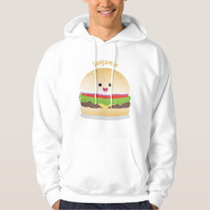 Cute happy kawaii hamburger cartoon hoodie