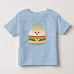 Cute happy kawaii hamburger cartoon toddler T-Shirt