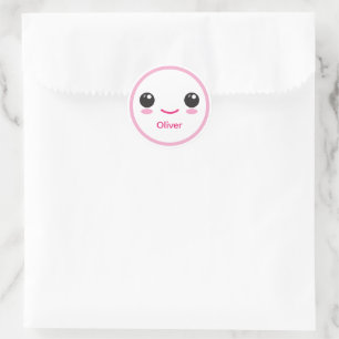 Cute Happy Kawaii Smile Customisable Sticker Pink