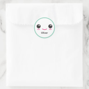 Cute Happy Kawaii Smile Customisable Sticker Teal