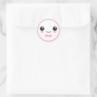 Cute Happy Kawaii Smile Customizable Sticker Pink