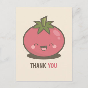 Cute Happy Kawaii Tomato Thank You Postcard